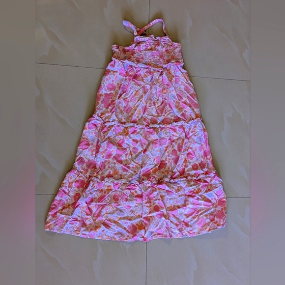 Cat & Jack Other - cat & jack orange pink tropical floral  sleeveless maxi dress 7/8 girls
